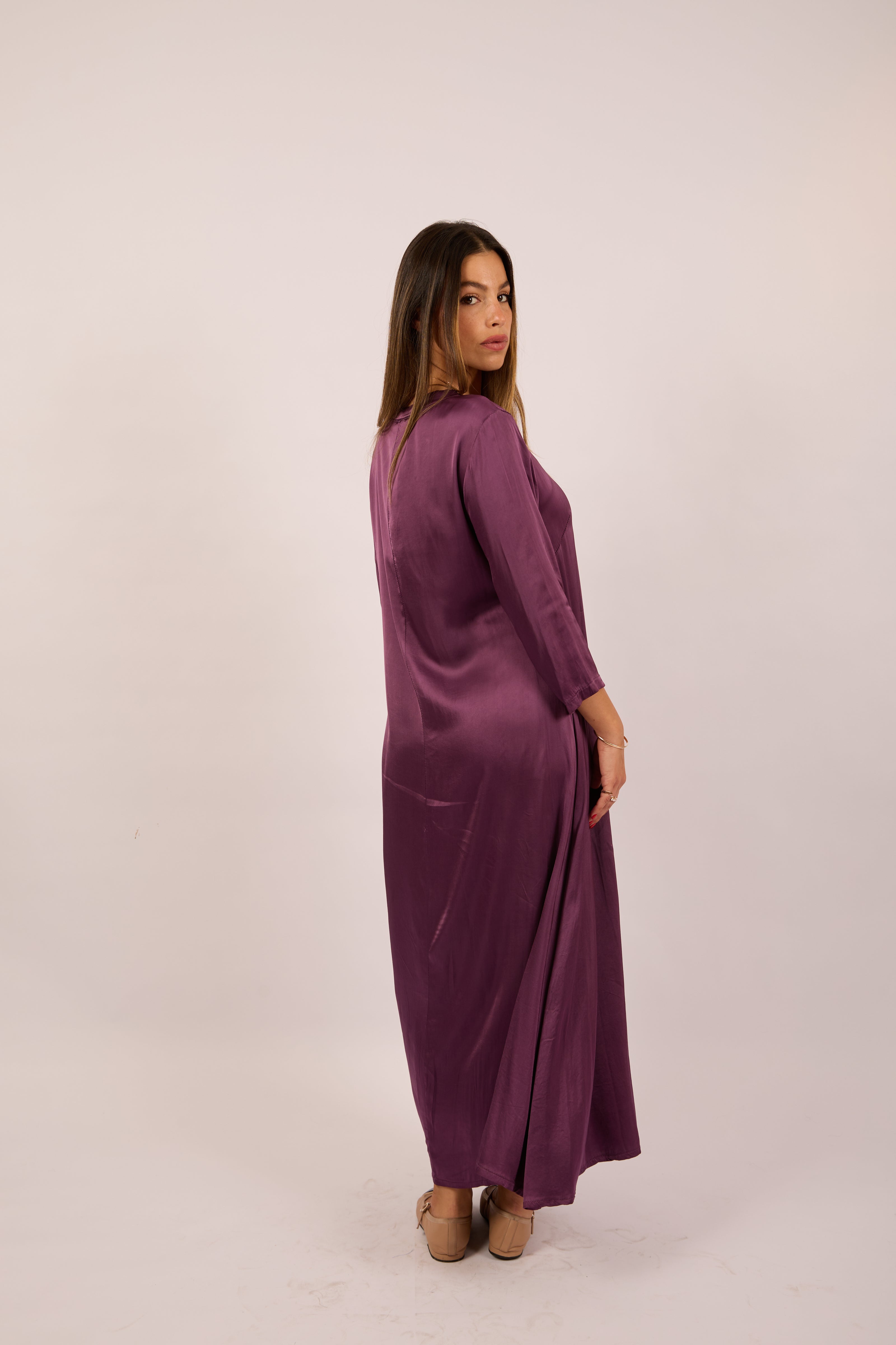 Luna Satin Maxi Dress – Plum