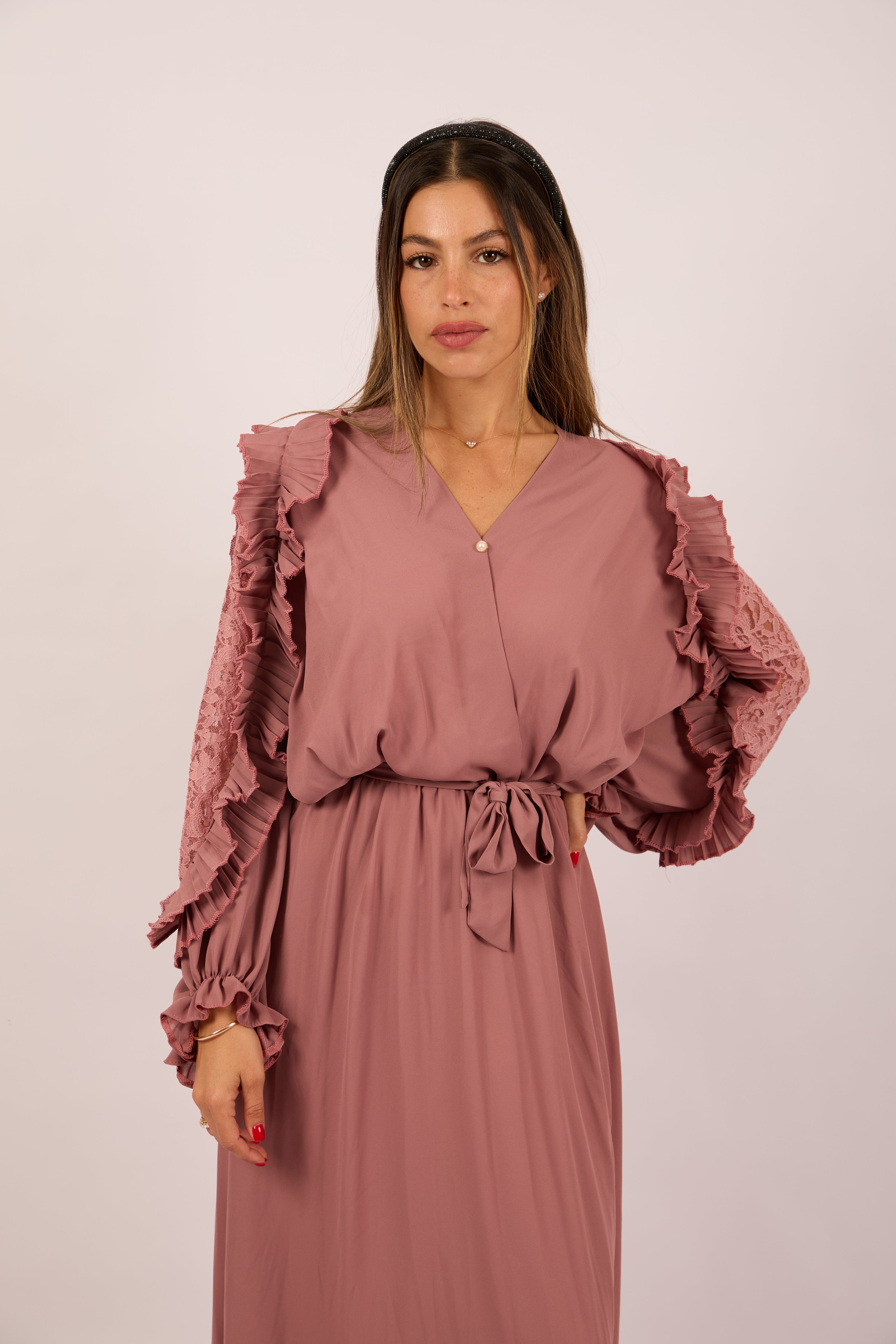 Elora Pleated Maxi Dress – Dusty Rose