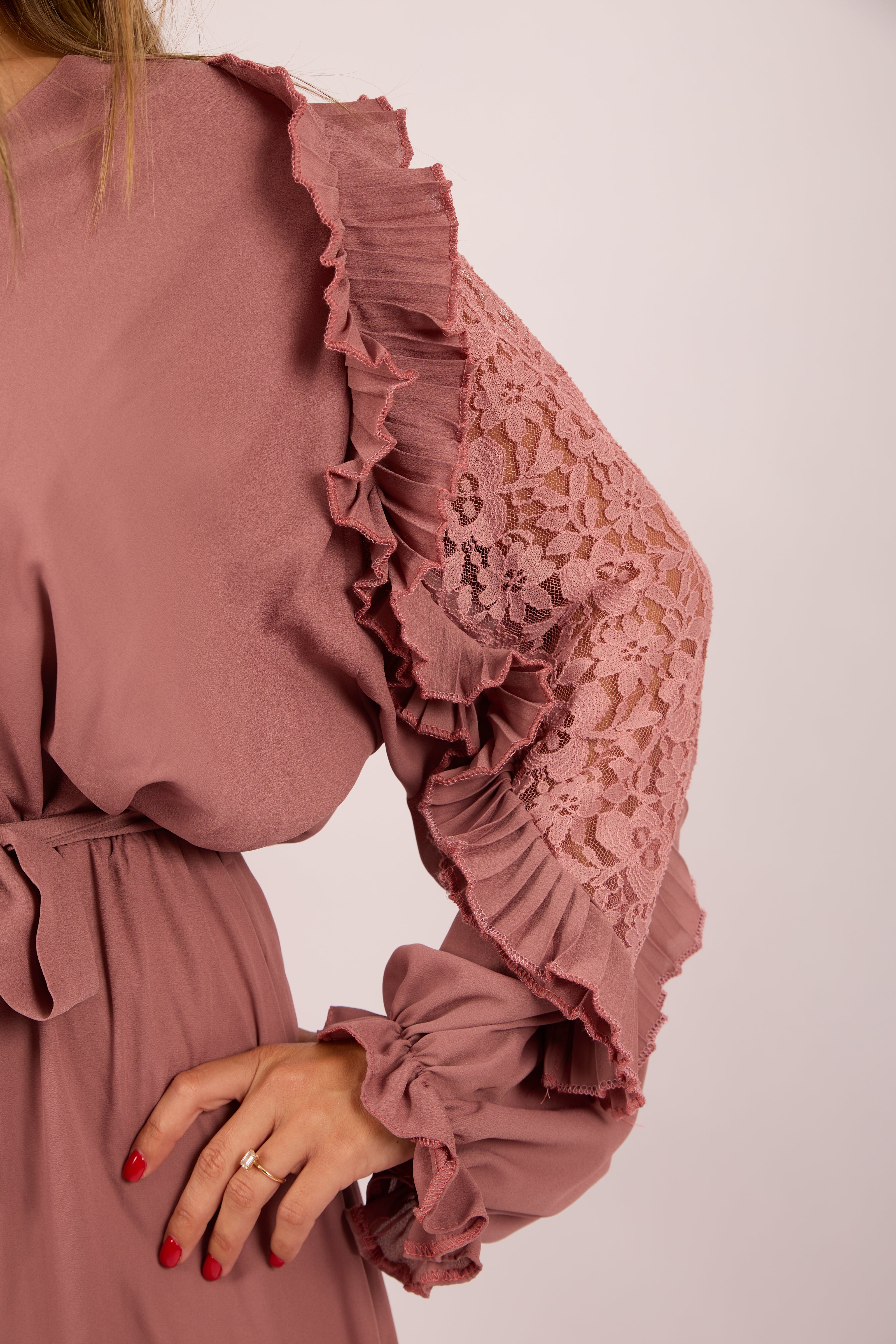 Elora Pleated Maxi Dress – Dusty Rose