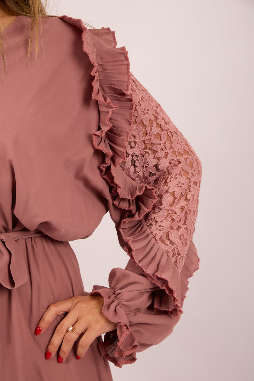 Elora Pleated Maxi Dress – Dusty Rose