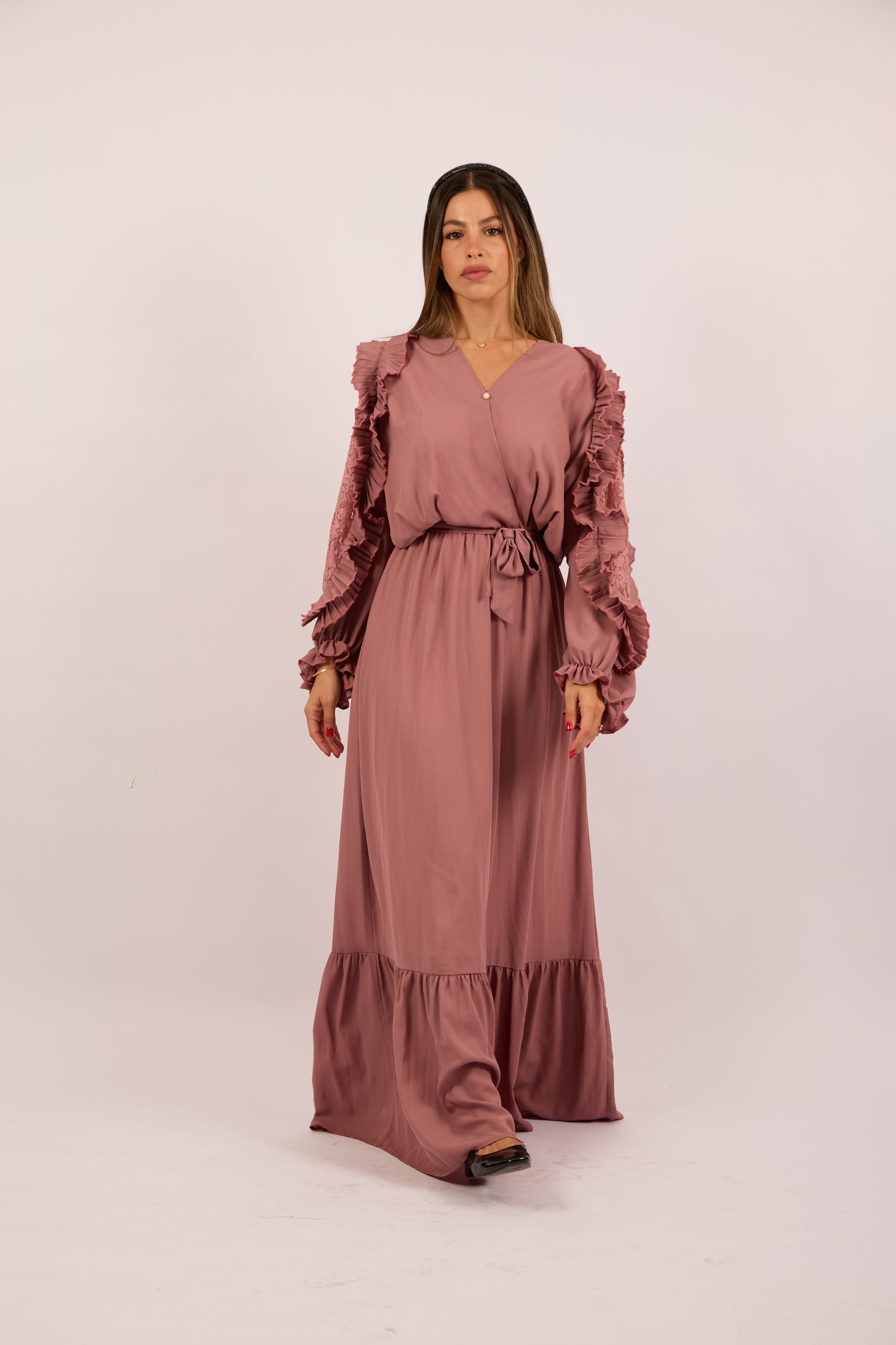 Elora Pleated Maxi Dress – Dusty Rose