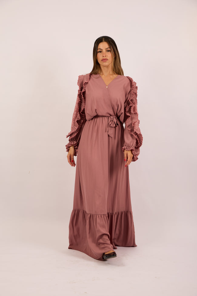 Elora Pleated Maxi Dress – Dusty Rose