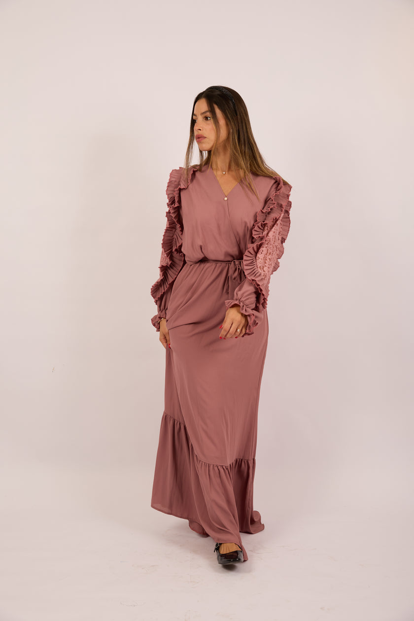 Elora Pleated Maxi Dress – Dusty Rose
