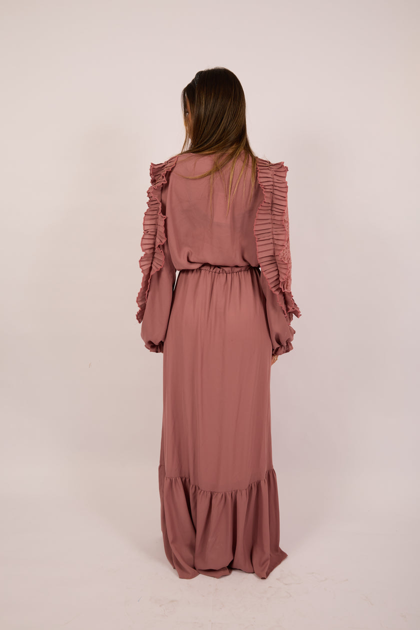 Elora Pleated Maxi Dress – Dusty Rose