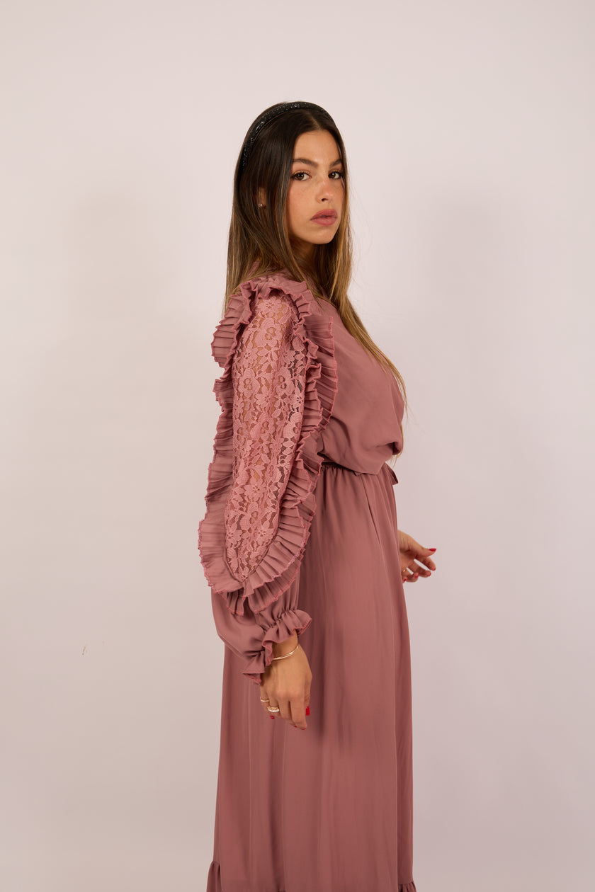 Elora Pleated Maxi Dress – Dusty Rose