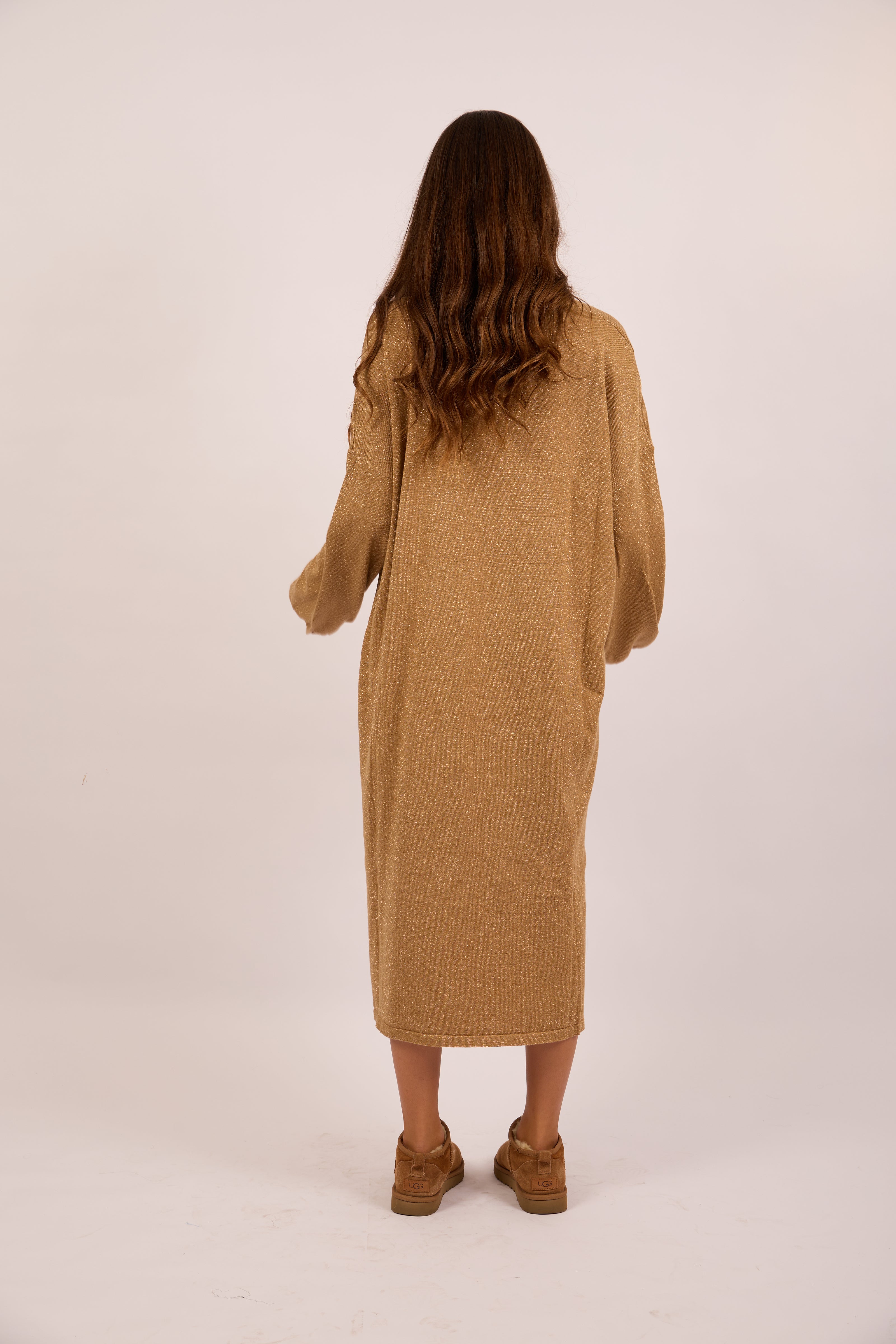 Liora Knit Midi Dress – Gold