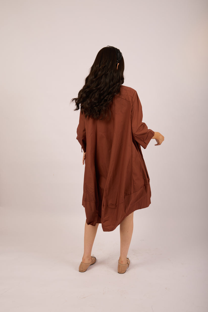 Leva Oversized Shirt Dress – Cinnamon Brown