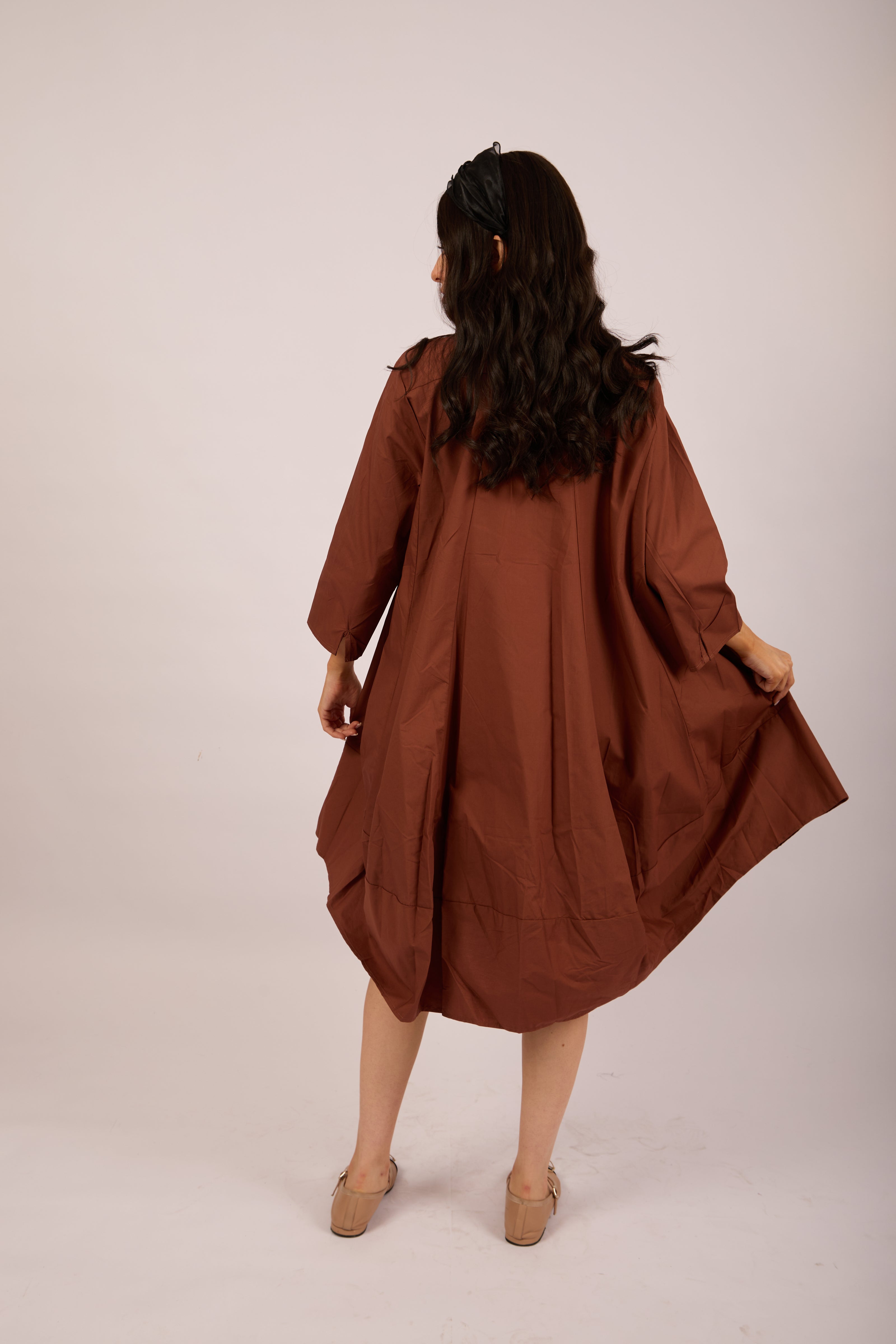 Leva Oversized Shirt Dress – Cinnamon Brown