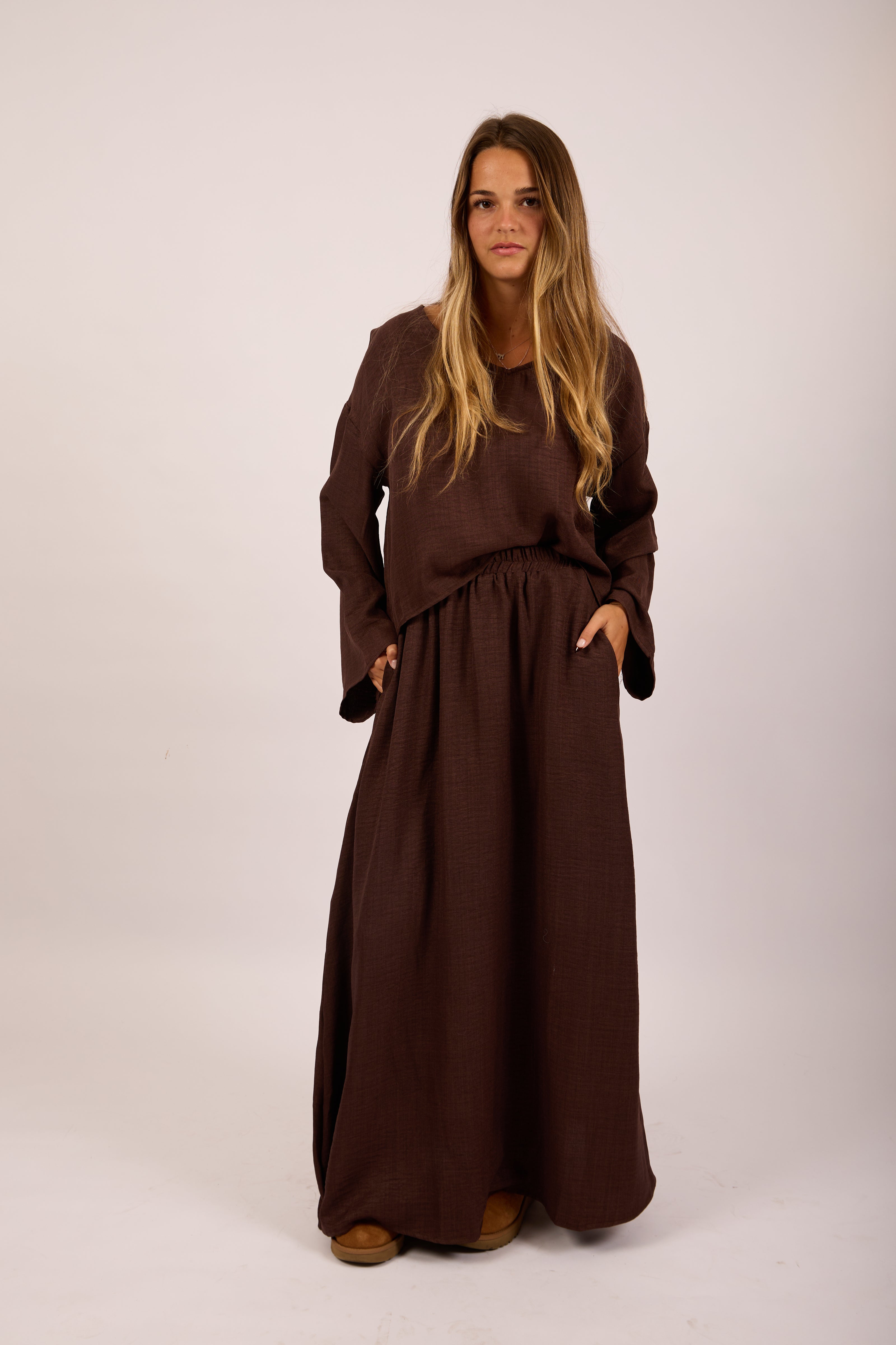 Savana Relaxed Set – Chocolate & Sky Blue