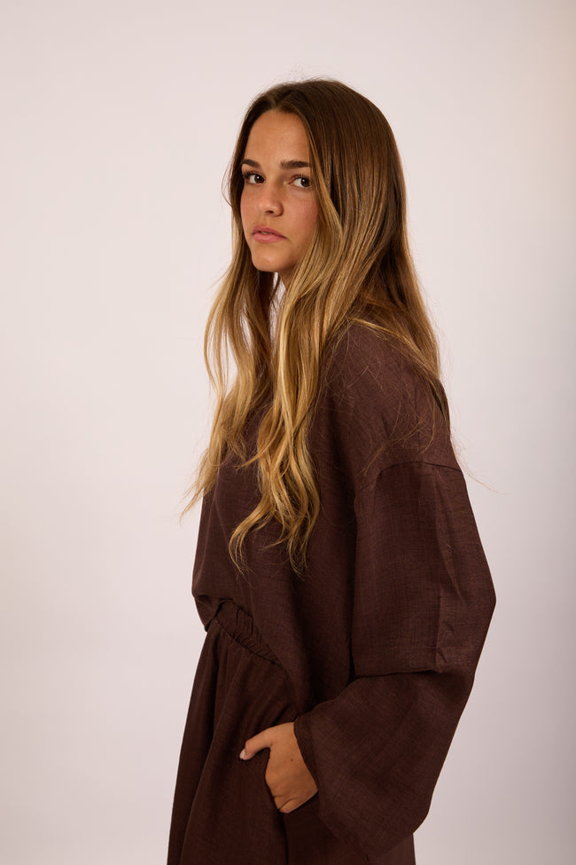 Savana Relaxed Set – Chocolate & Sky Blue