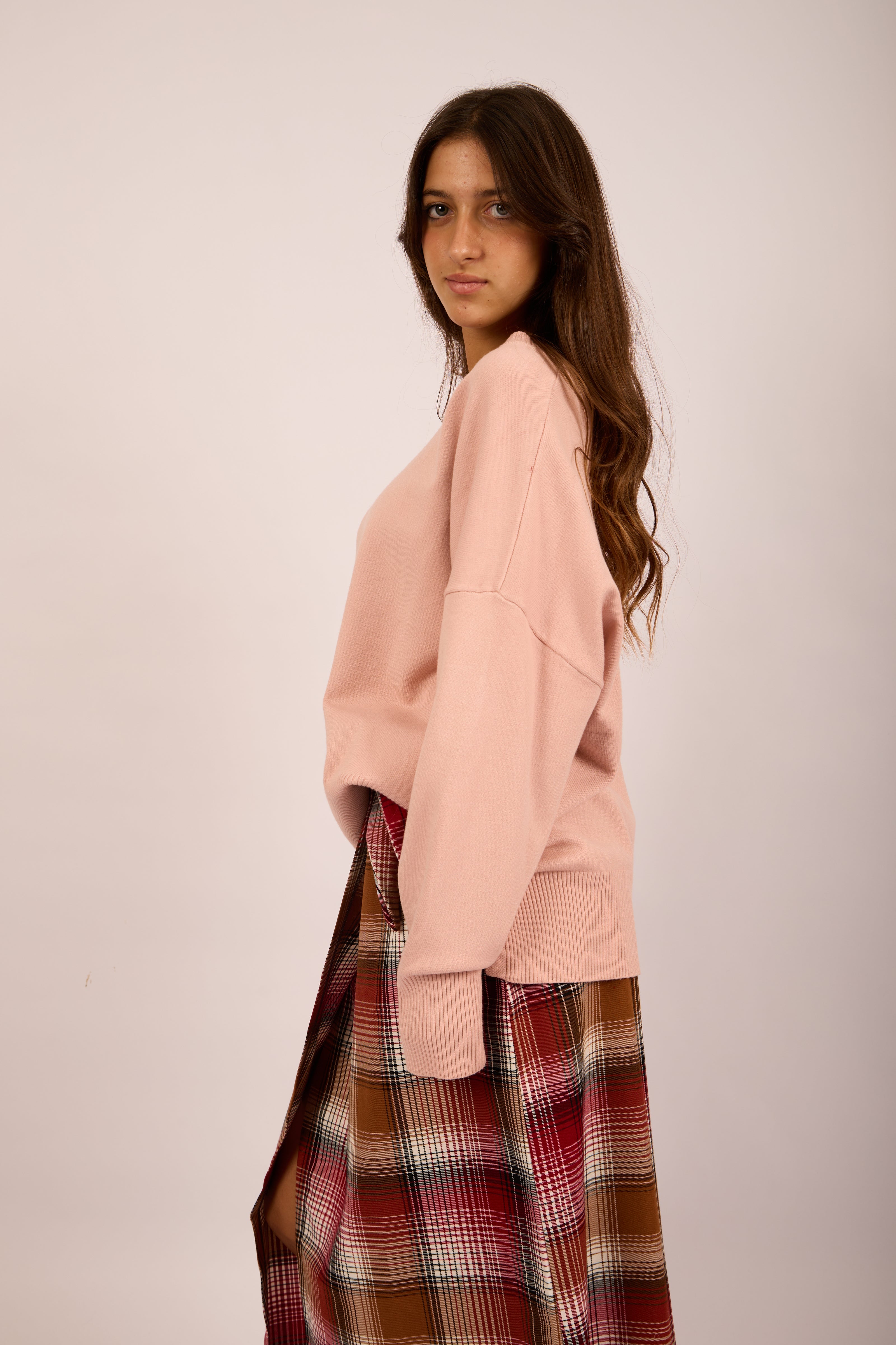 Ava Knit Pullover – Deep Burgundy/Pink