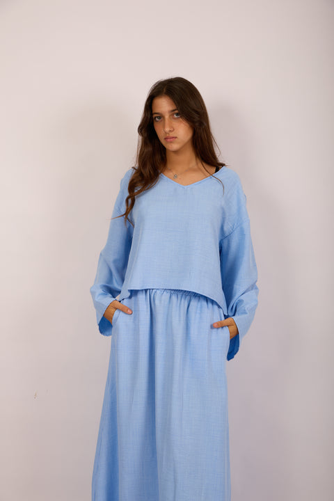 Savana Relaxed Set – Chocolate & Sky Blue