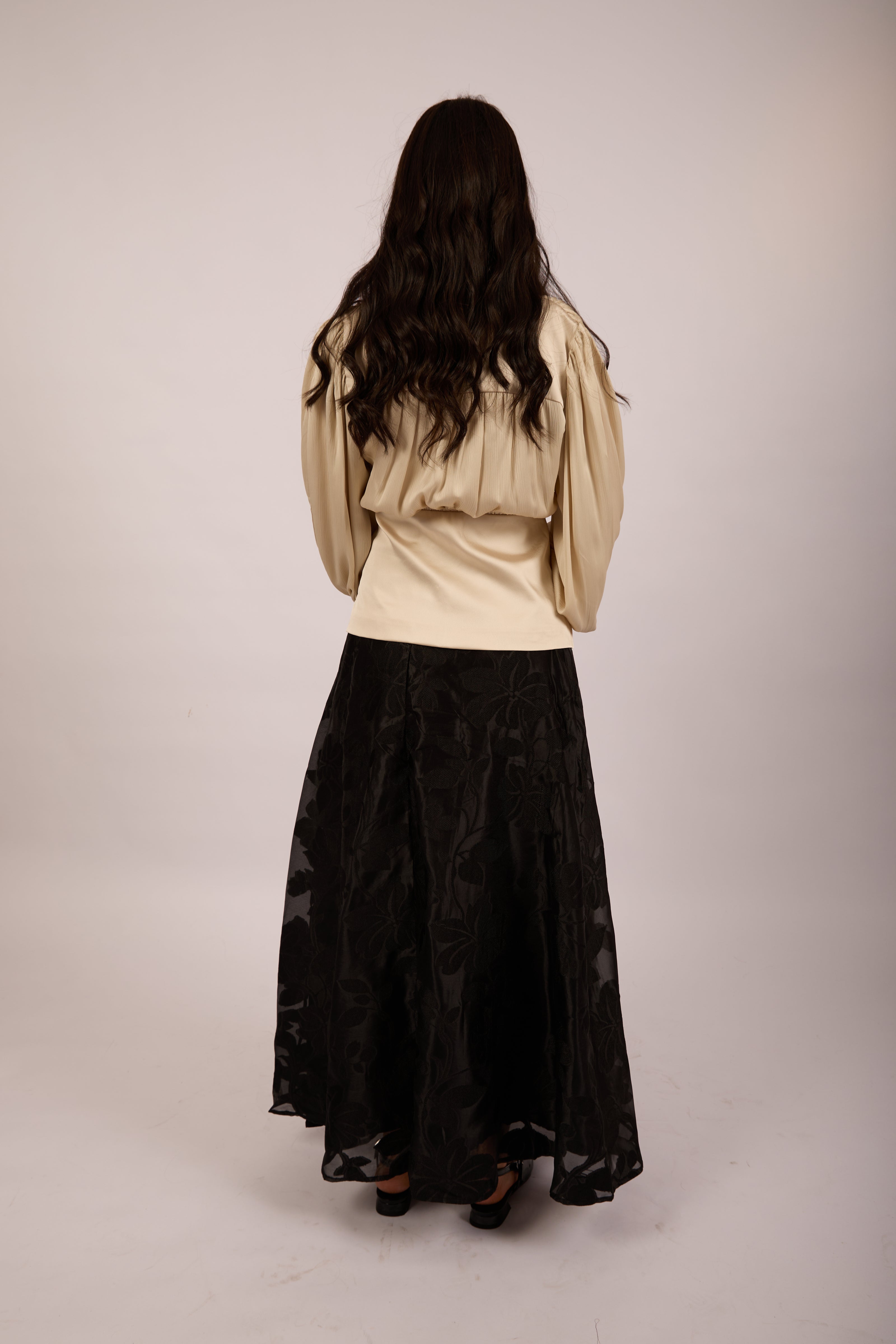 Megan Black Floral Jacquard Maxi Skirt