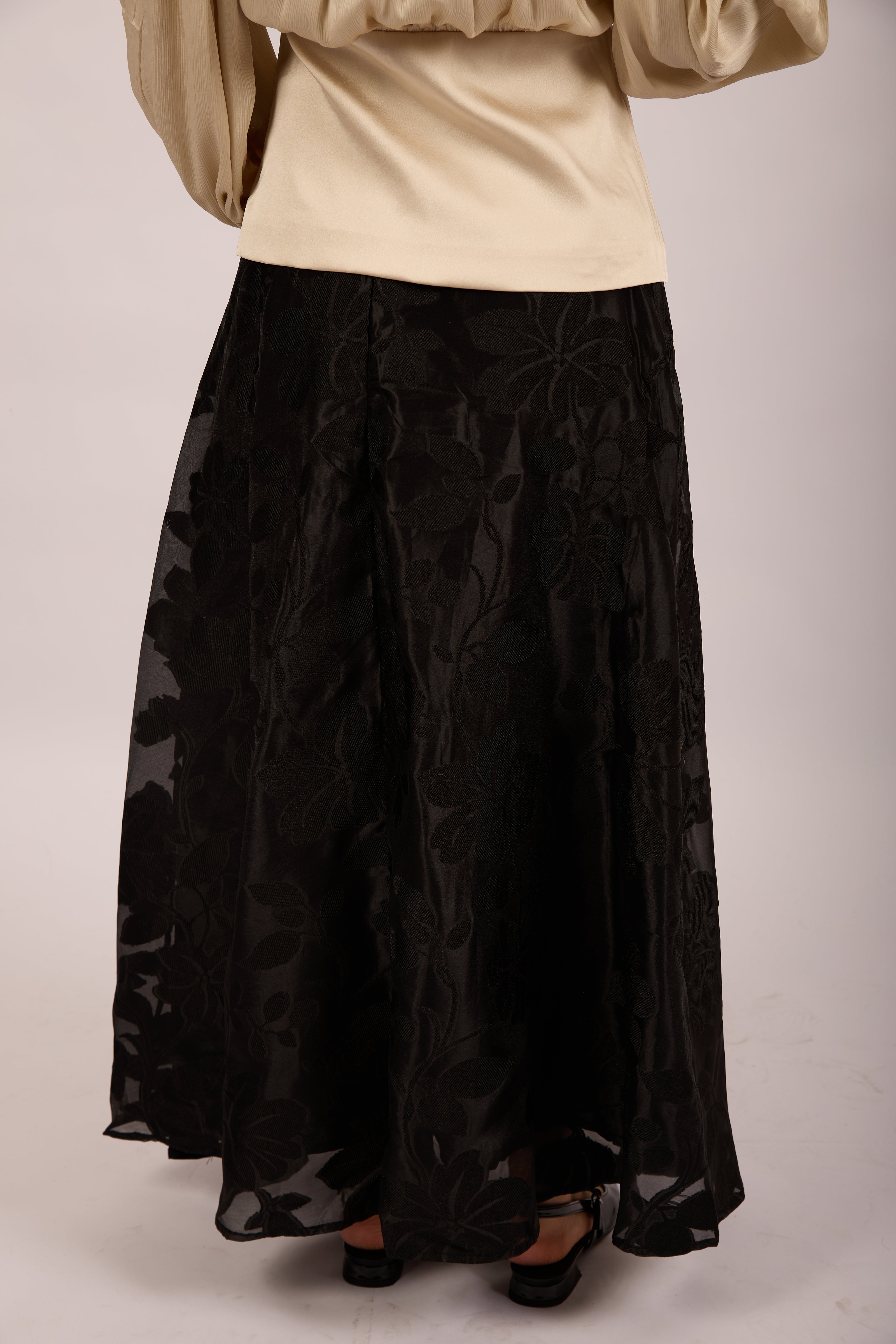 Megan Black Floral Jacquard Maxi Skirt