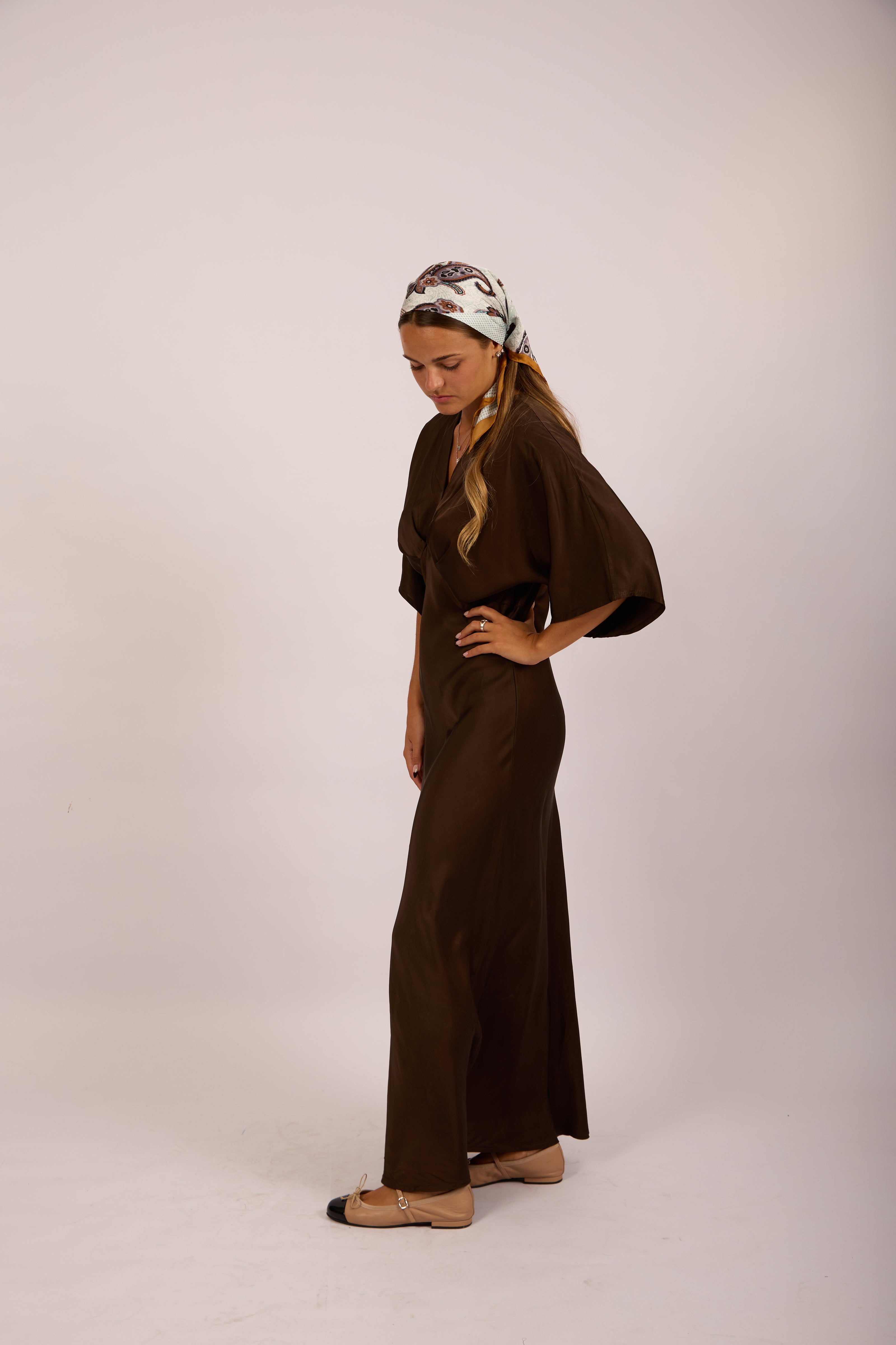 Tatiana Satin Maxi Dress – Chocolate Brown
