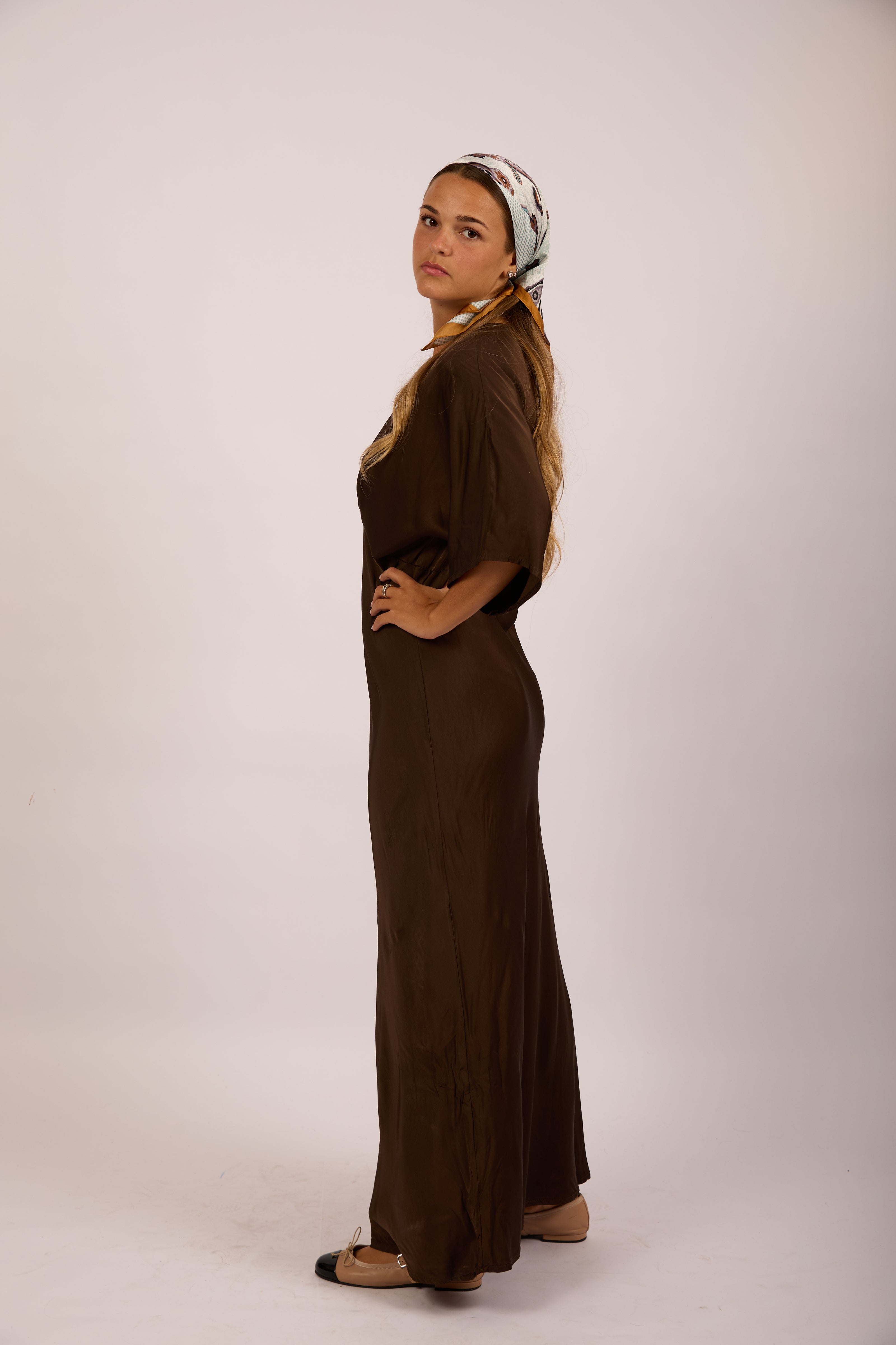 Tatiana Satin Maxi Dress – Chocolate Brown