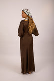 Tatiana Satin Maxi Dress – Chocolate Brown