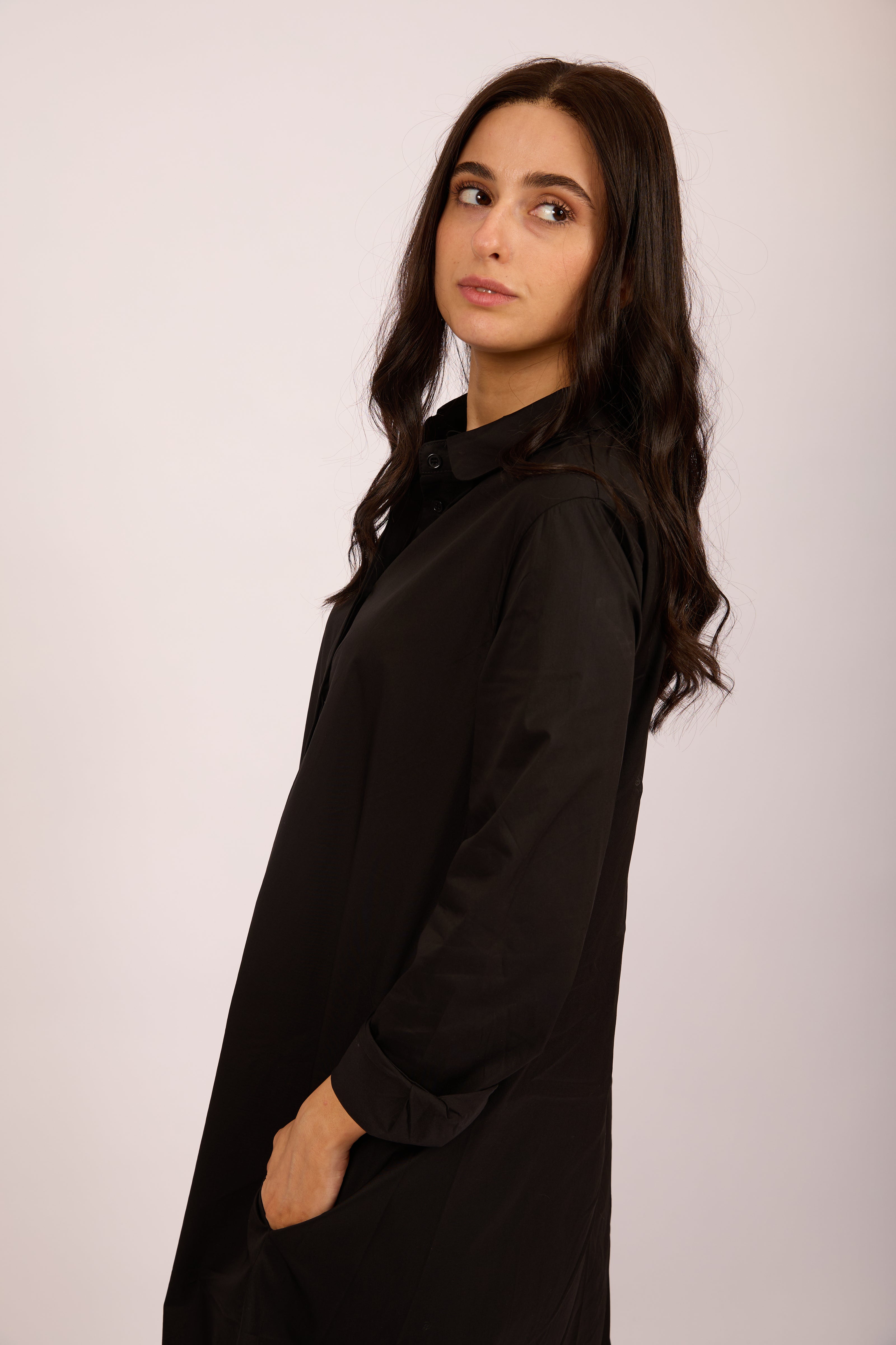 Laurence Black Shirt Dress – Effortless Elegance