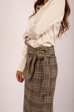 Juliana Checked Wrap Skirt – Brown & Beige