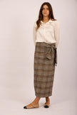 Juliana Checked Wrap Skirt – Brown & Beige