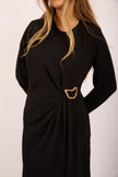 Jasmine Black Maxi Dress with Gold Buckle – Modern Elegance