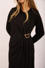 Jasmine Black Maxi Dress with Gold Buckle – Modern Elegance