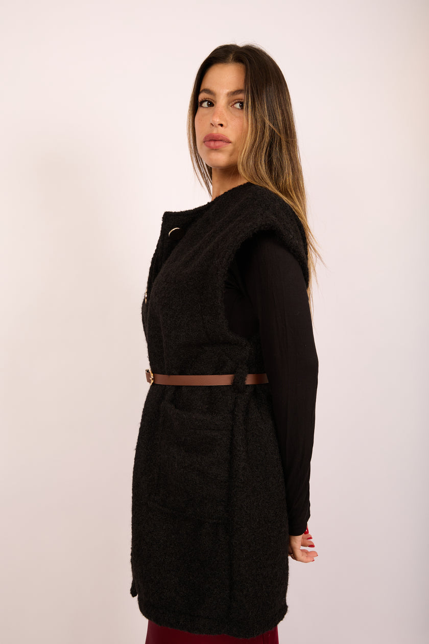 Sanava Textured Vest –  Ivory, Brown, Burgundy & Black