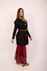 Kate Burgundy Satin Skirt with Lace Hem