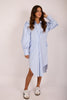 Melodie Twisted Blue Striped Shirt Dress