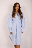 Melodie Twisted Blue Striped Shirt Dress