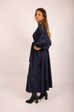 Sally Navy Maxi Shirt Dress with Puff Sleeves
