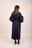 Sally Navy Maxi Shirt Dress with Puff Sleeves