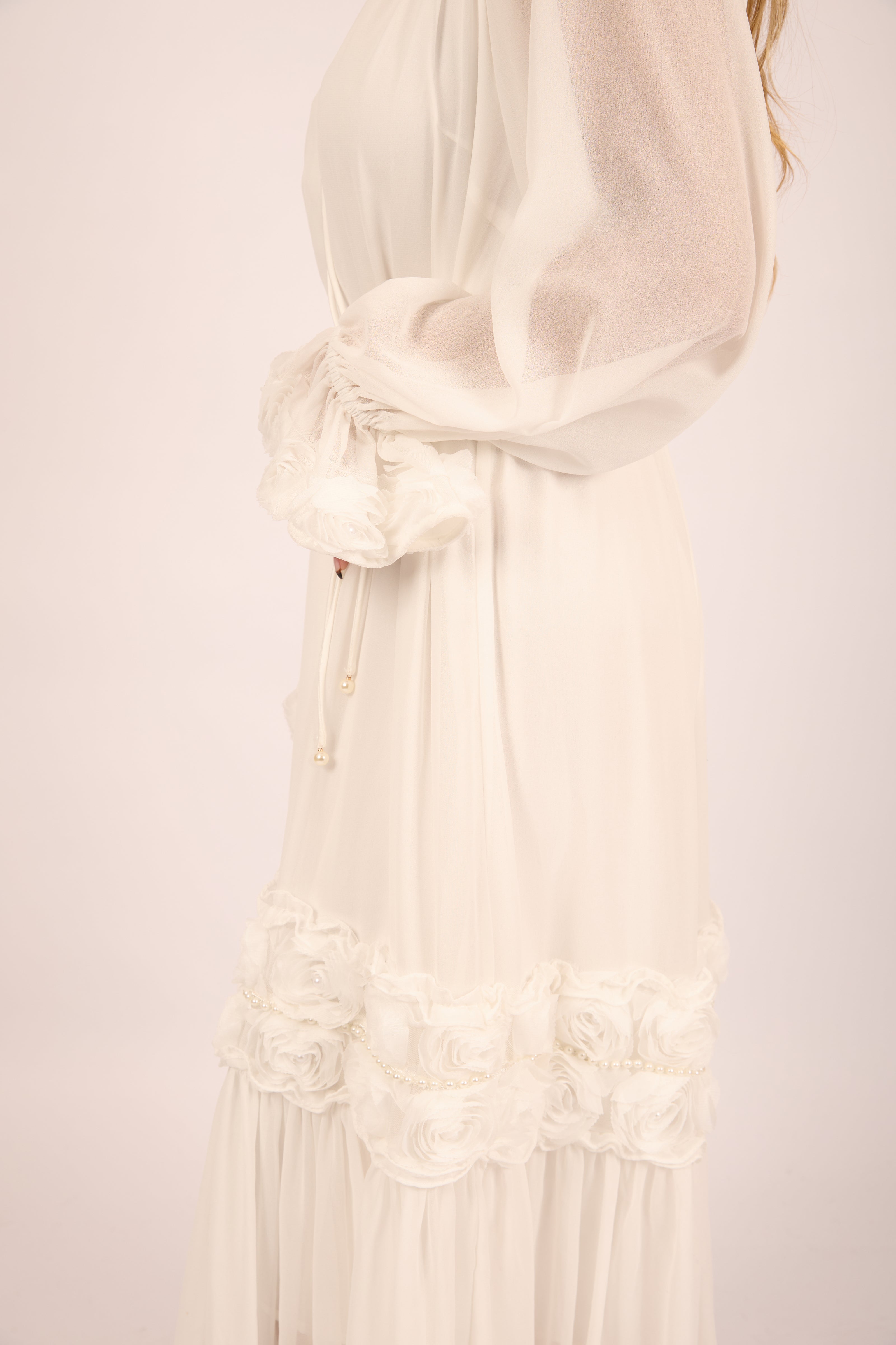 Vicky Long Floral Embellished Dress – Pink/White/Black