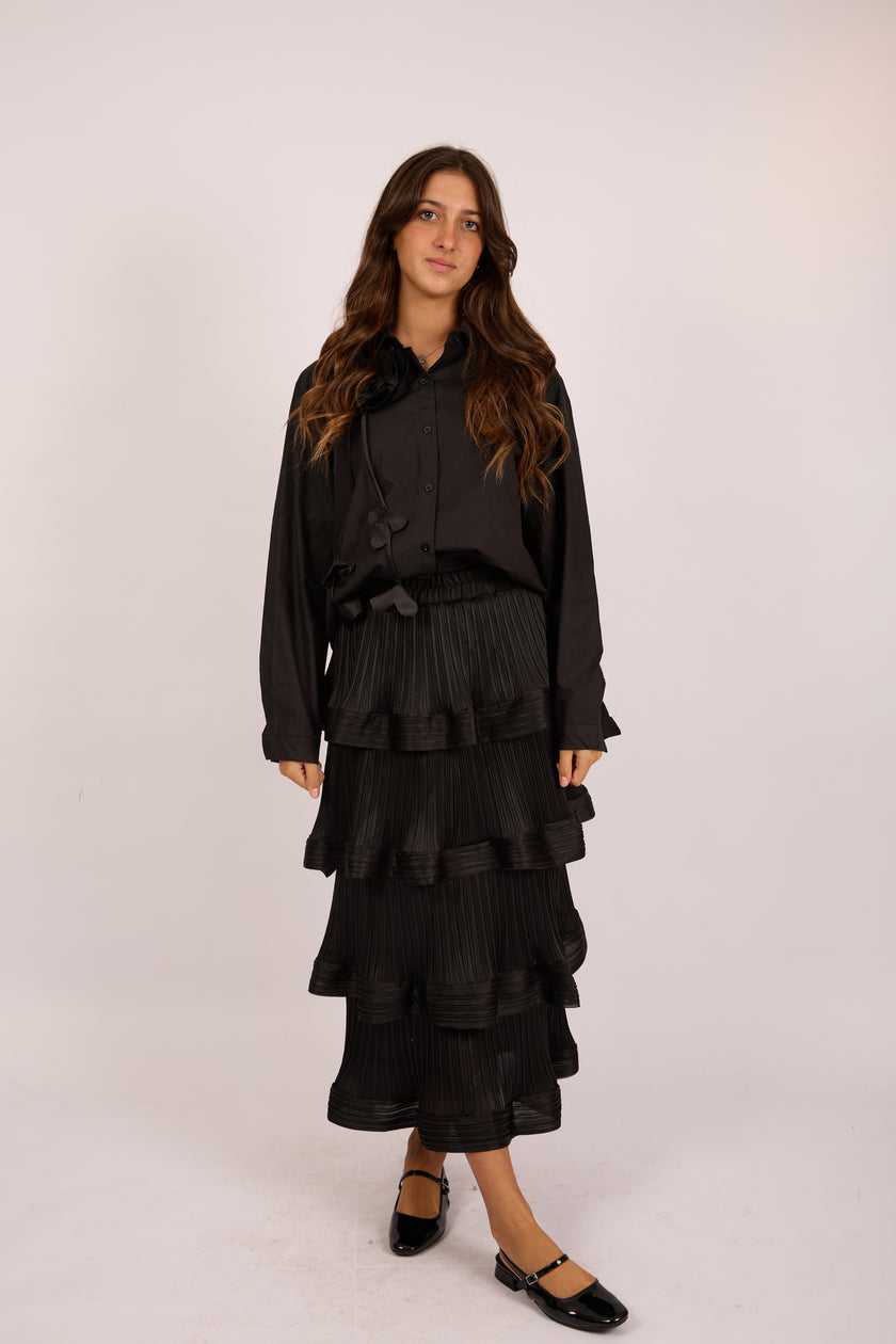 Karla Black Pleated Tiered Midi Skirt
