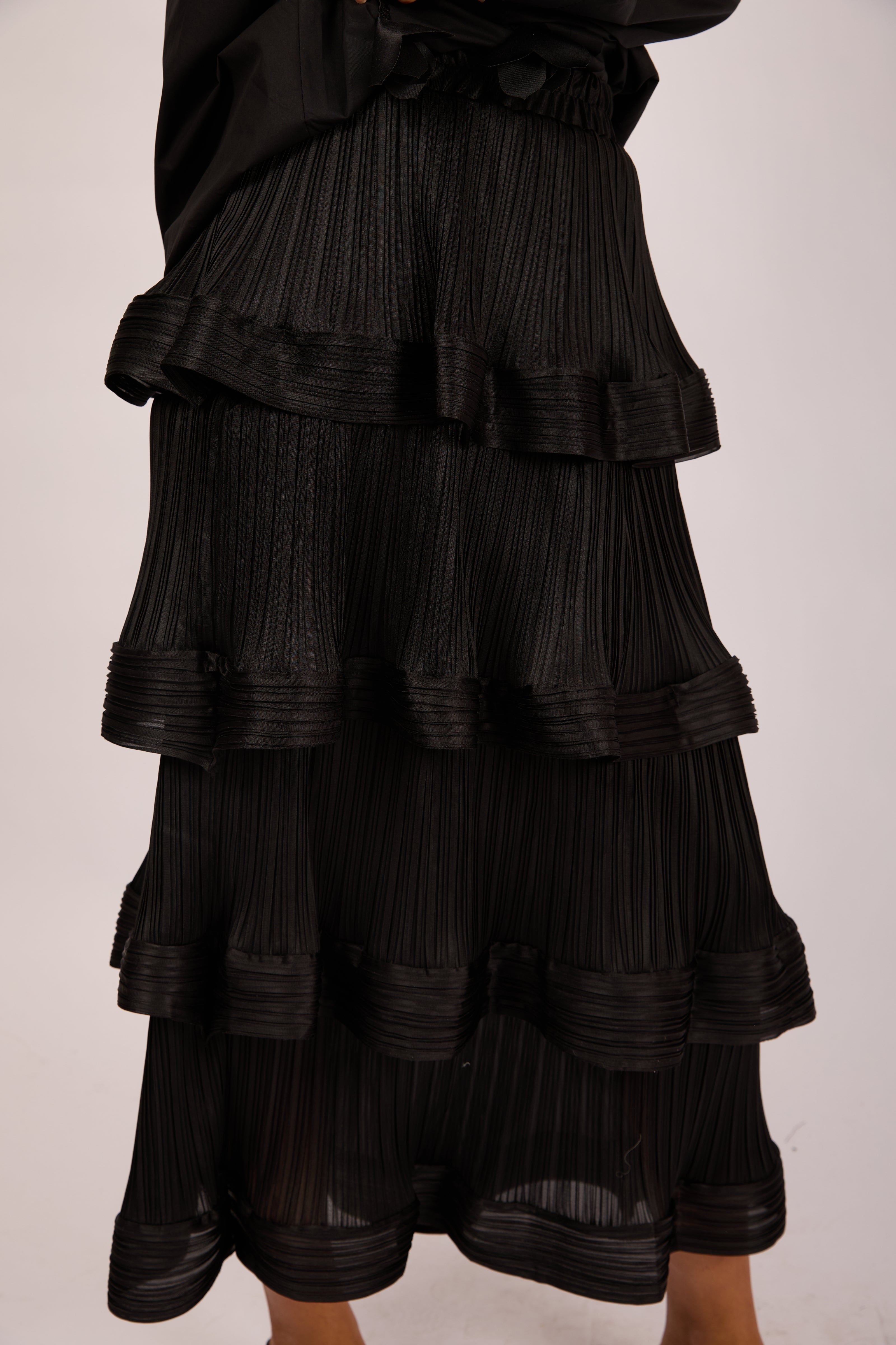 Karla Black Pleated Tiered Midi Skirt
