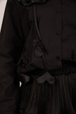 Donna Black Cotton Shirt with Fabric Flower Detail