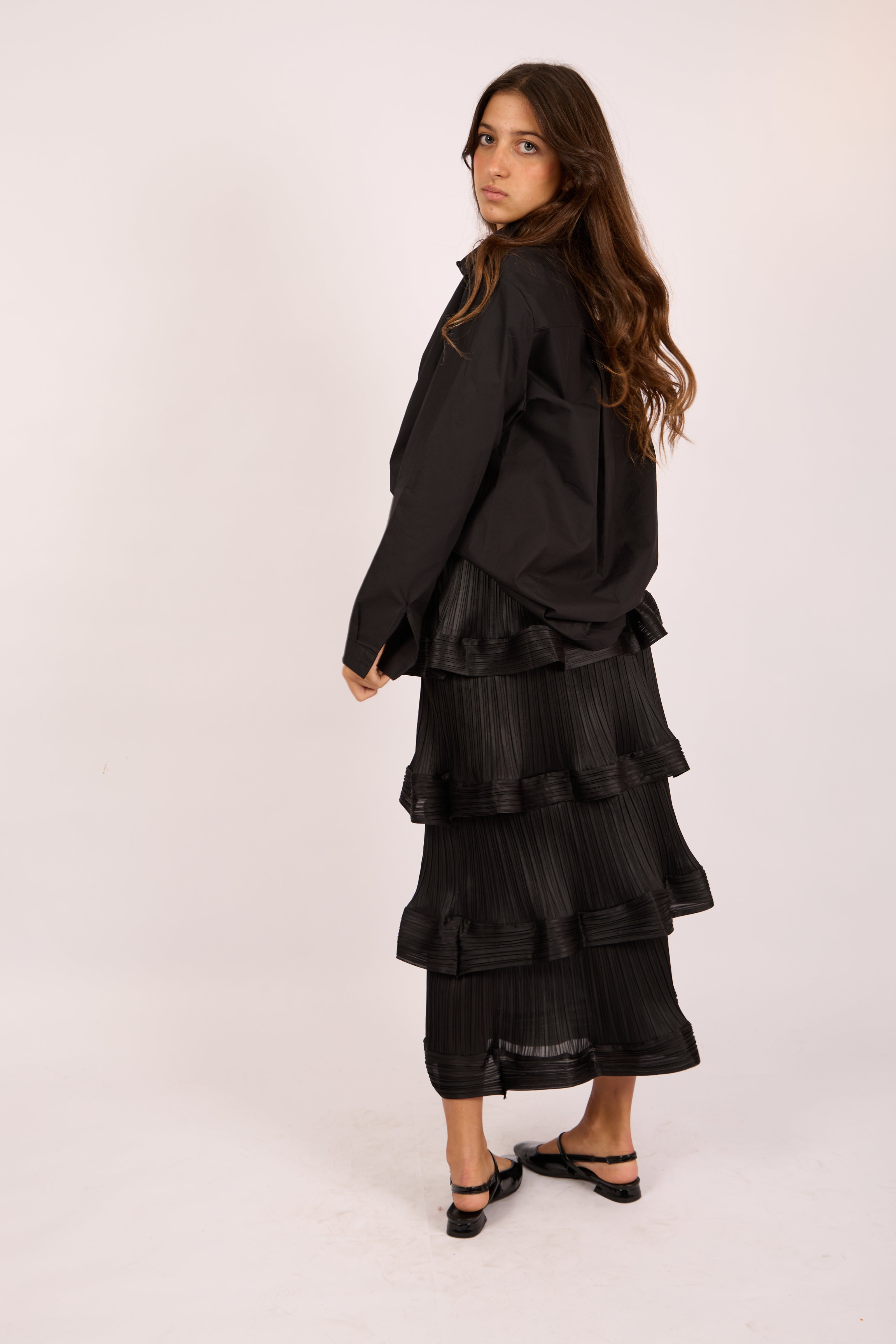 Karla Black Pleated Tiered Midi Skirt