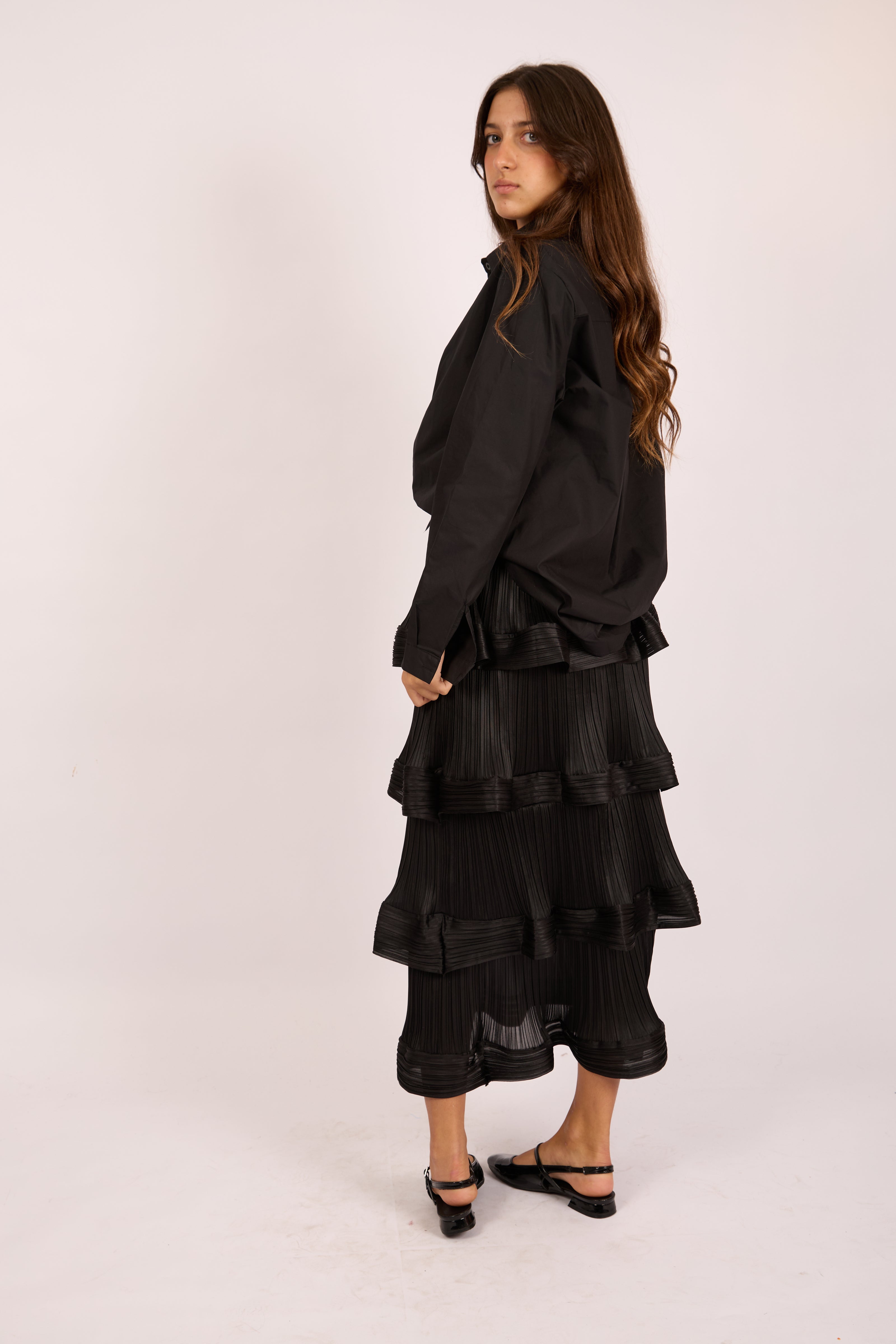 Karla Black Pleated Tiered Midi Skirt