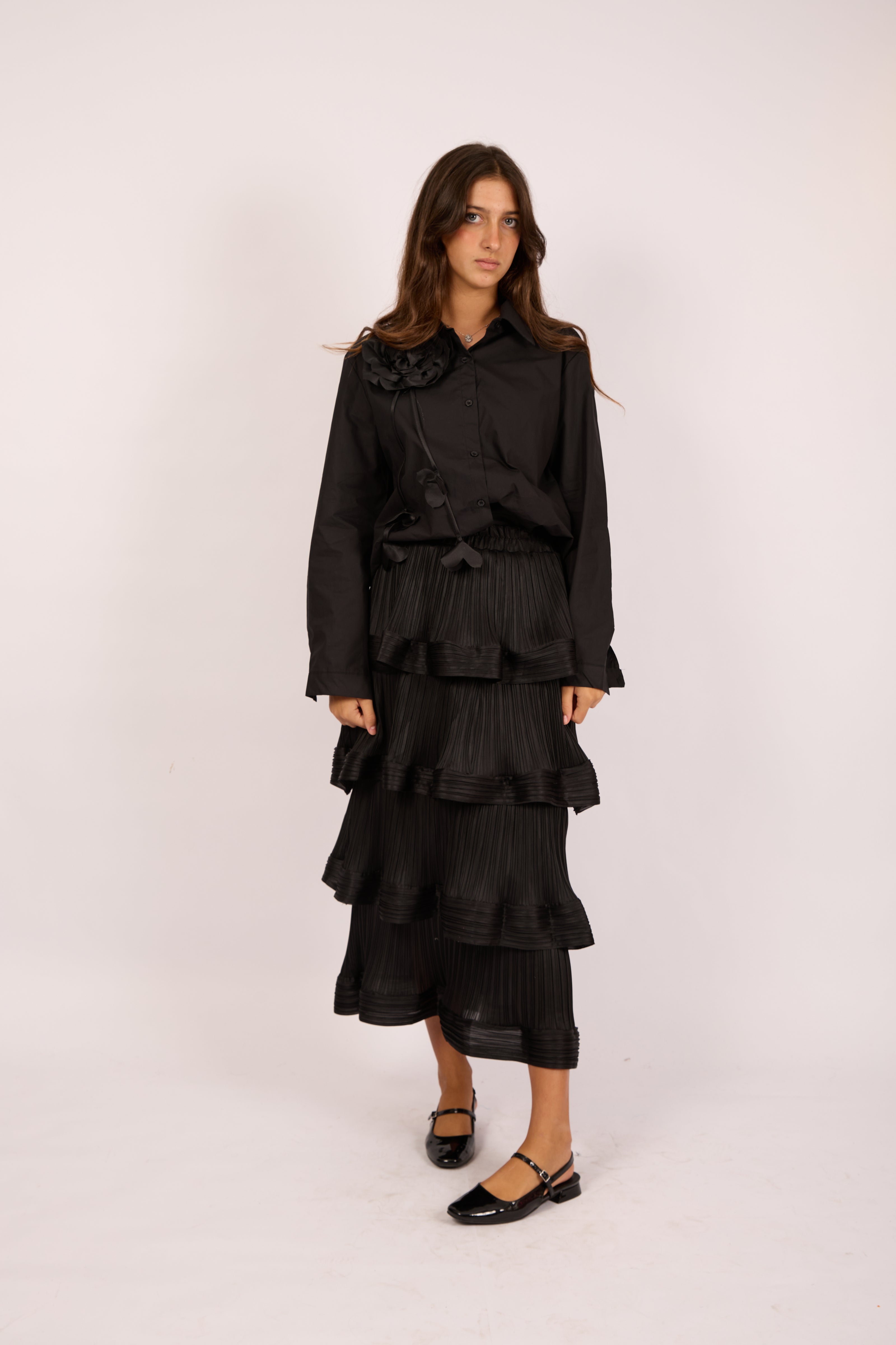 Karla Black Pleated Tiered Midi Skirt