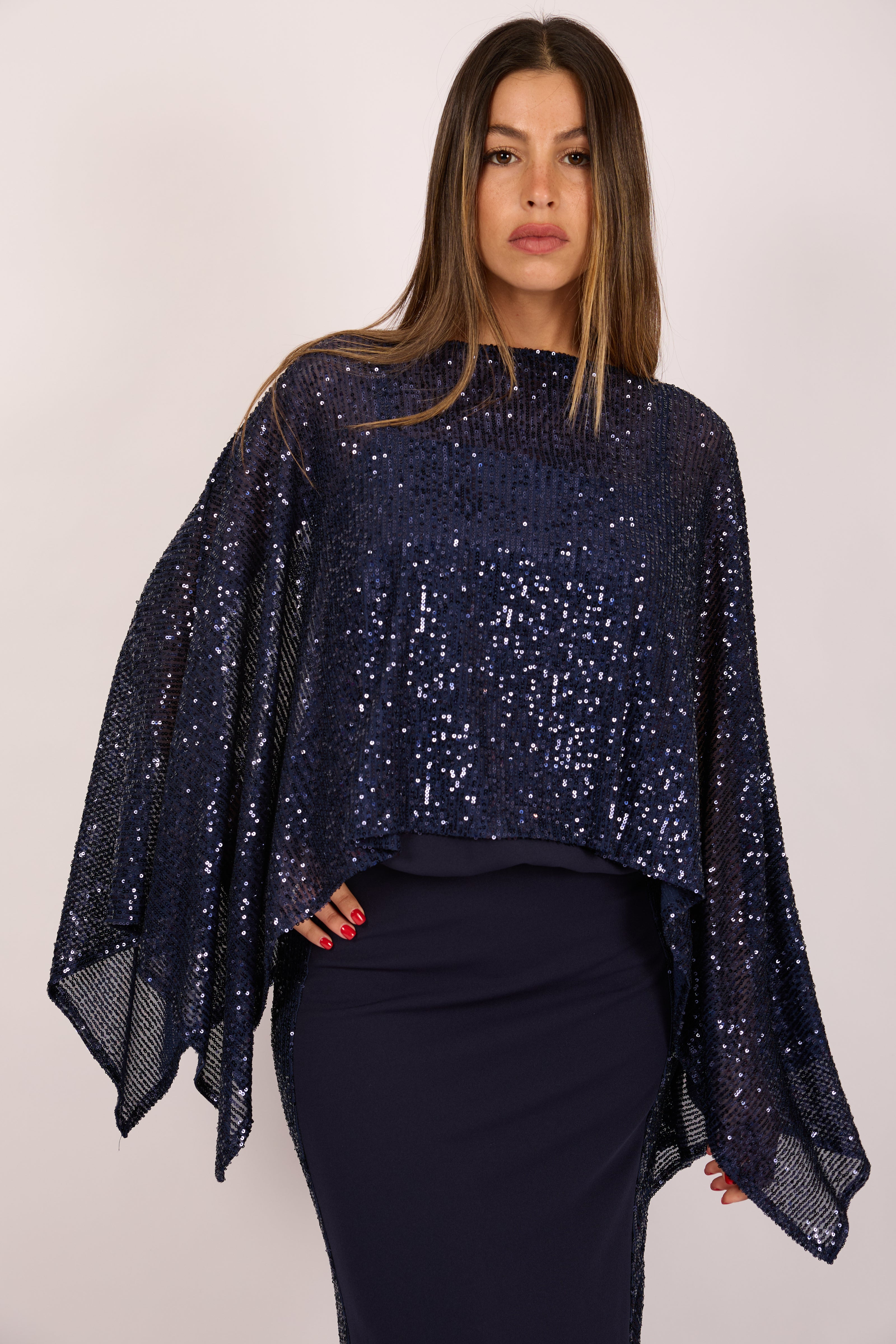 Ashley Navy Sequin Maxi Dress