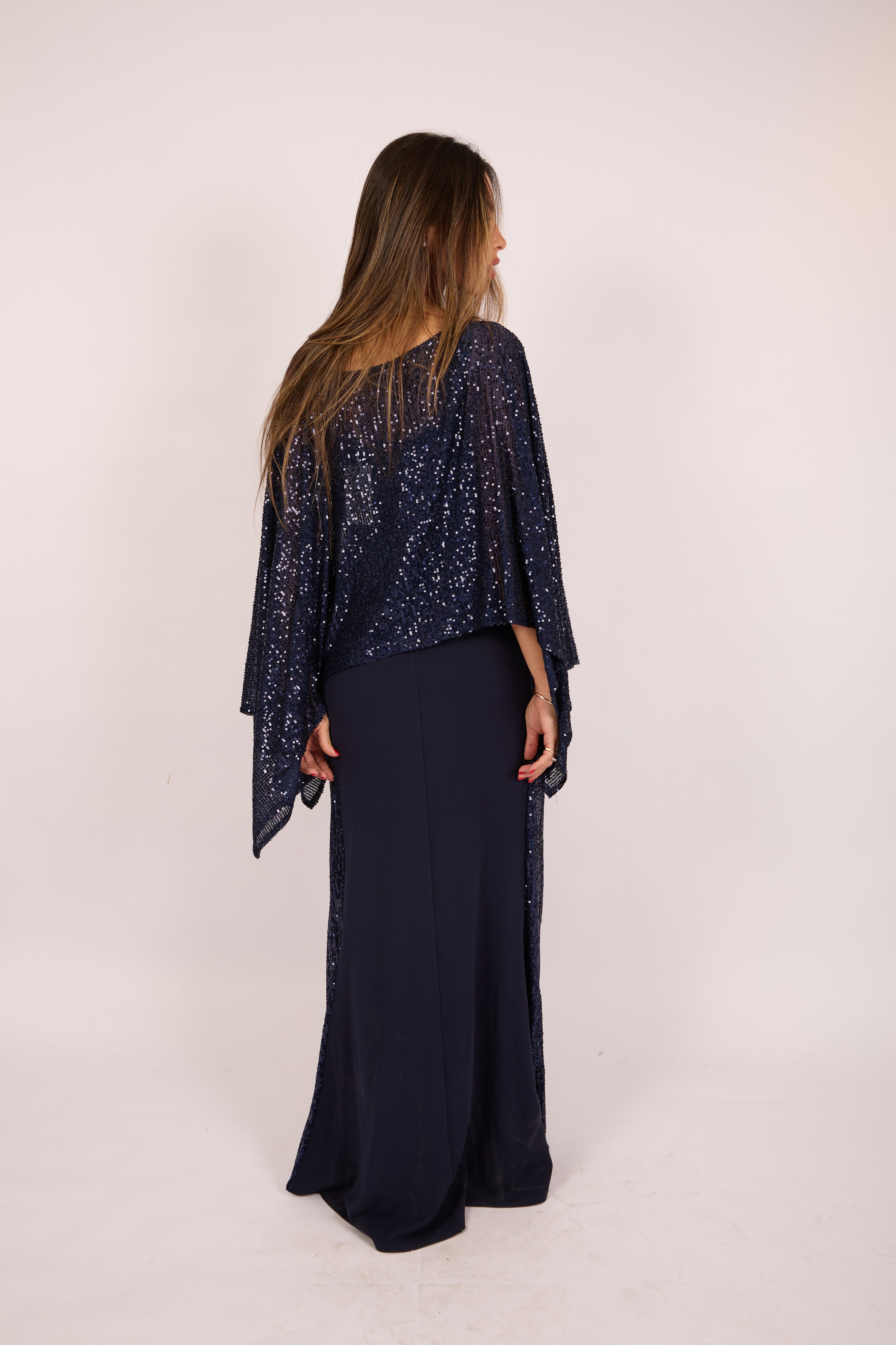 Ashley Navy Sequin Maxi Dress