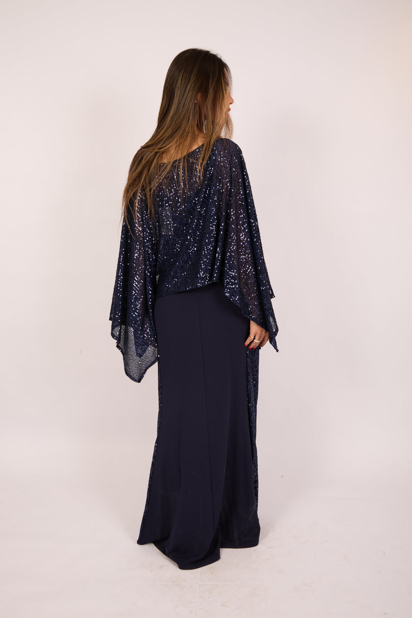 Ashley Navy Sequin Maxi Dress
