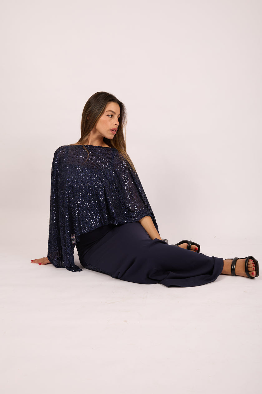 Ashley Navy Sequin Maxi Dress