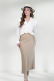 DOLLY SATIN-EFFECT BEIGE MAXI SKIRT