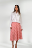 JULIETTA A-LINE TEXTURED FLORAL SKIRT - CORAL PINK
