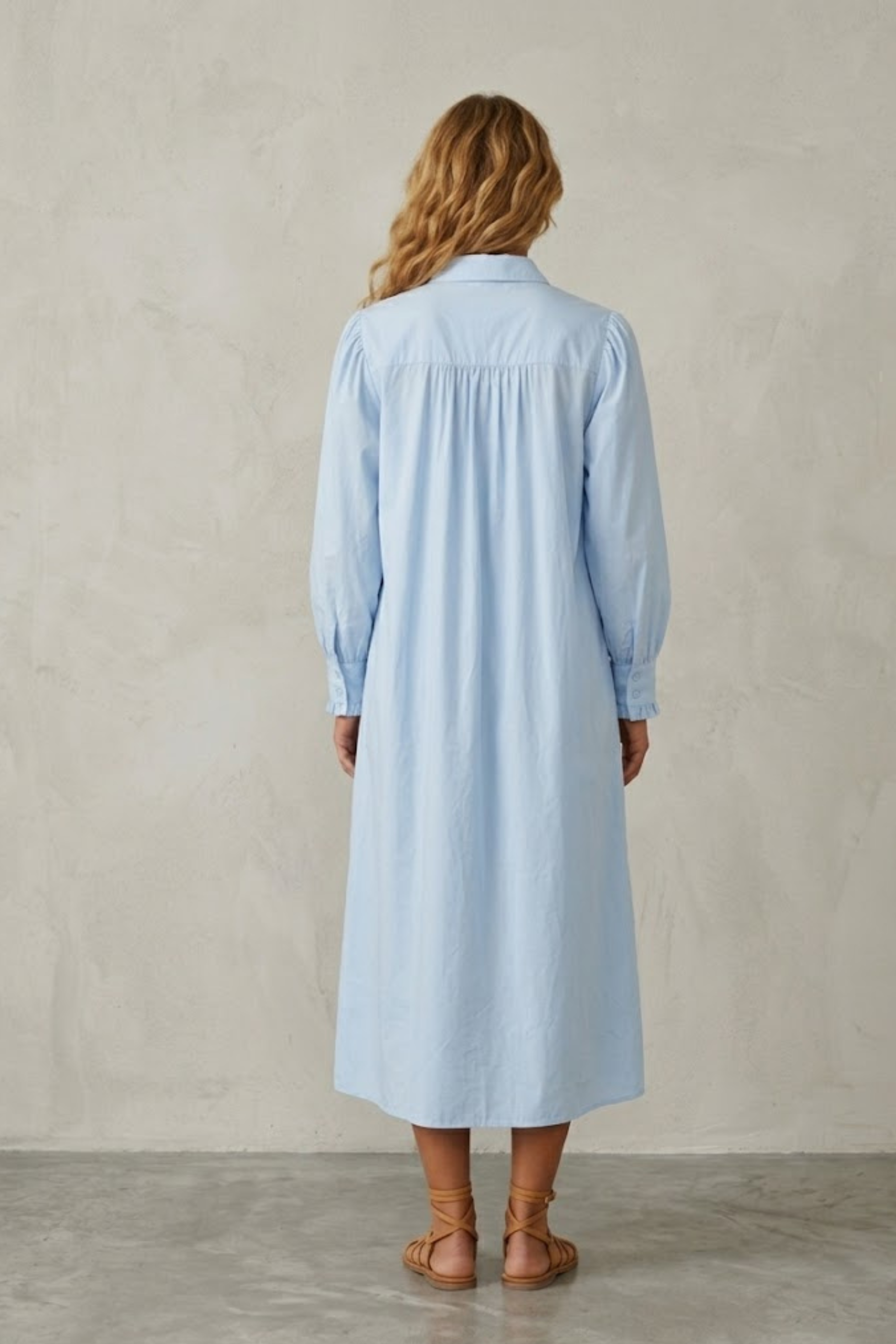 Lena Pleated Cotton Shirt Dress