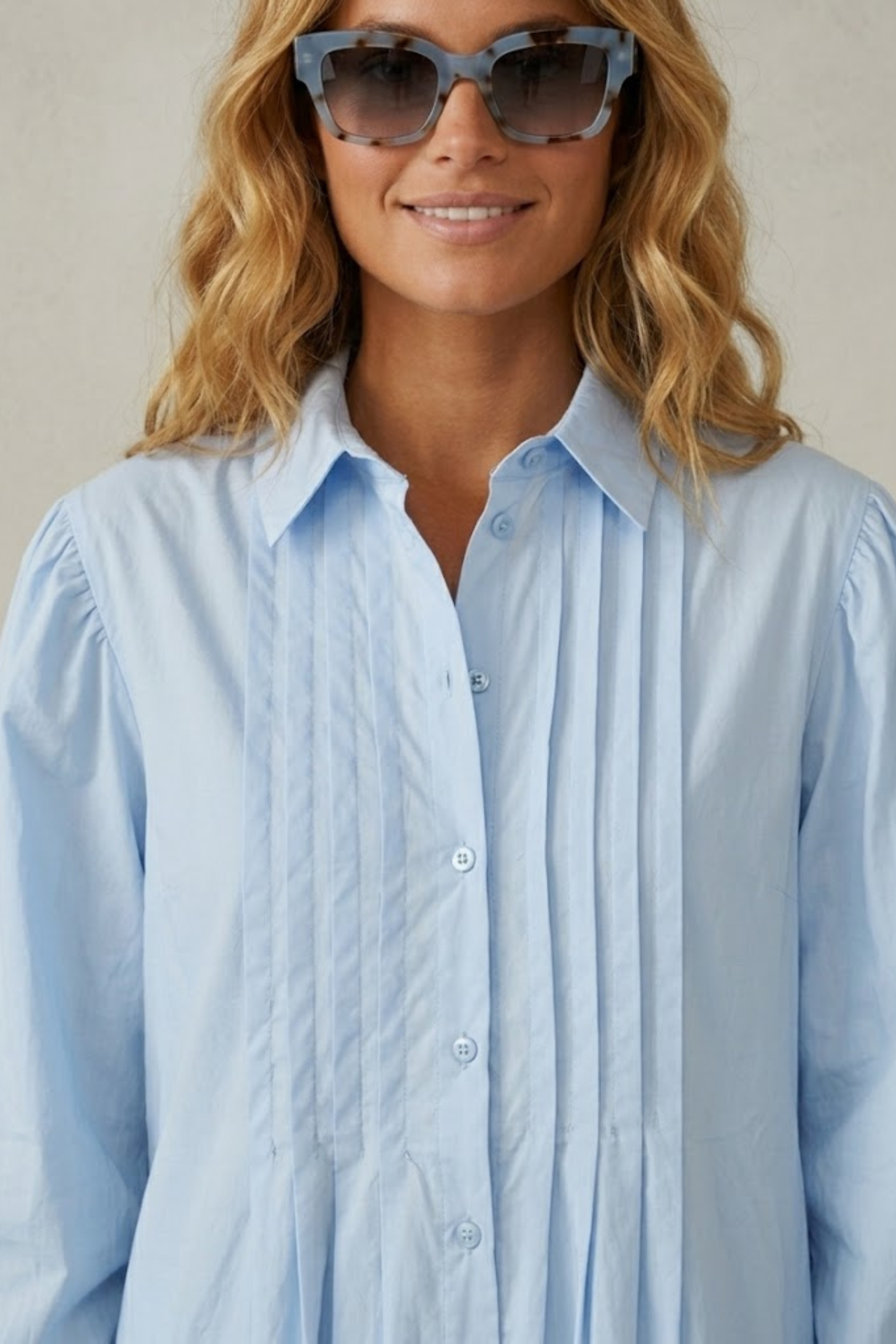 Lena Pleated Cotton Shirt Dress