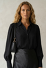 Alice Silk-Touch Blouse with Puffed Sleeves