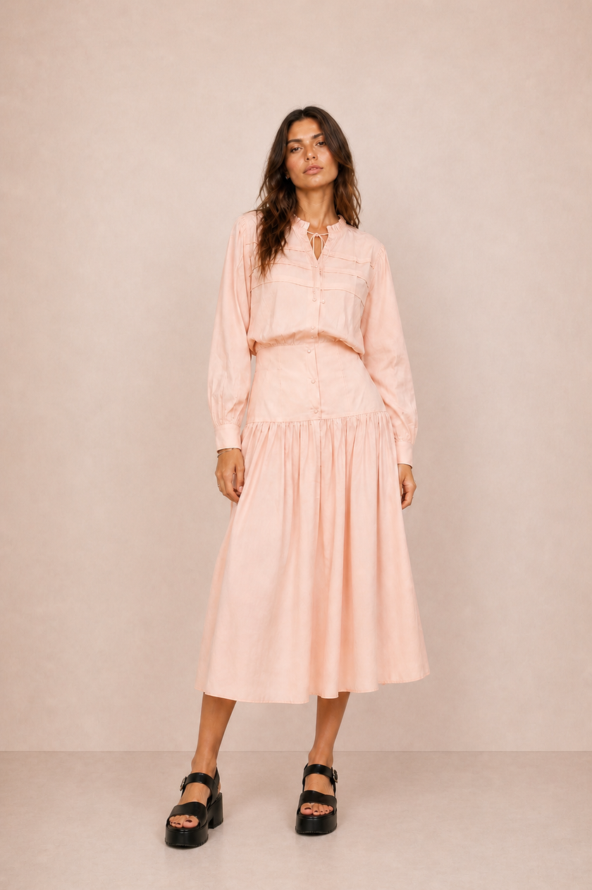 CLARA TWO-PIECE COTTON SET IN SOFT BLUSH
