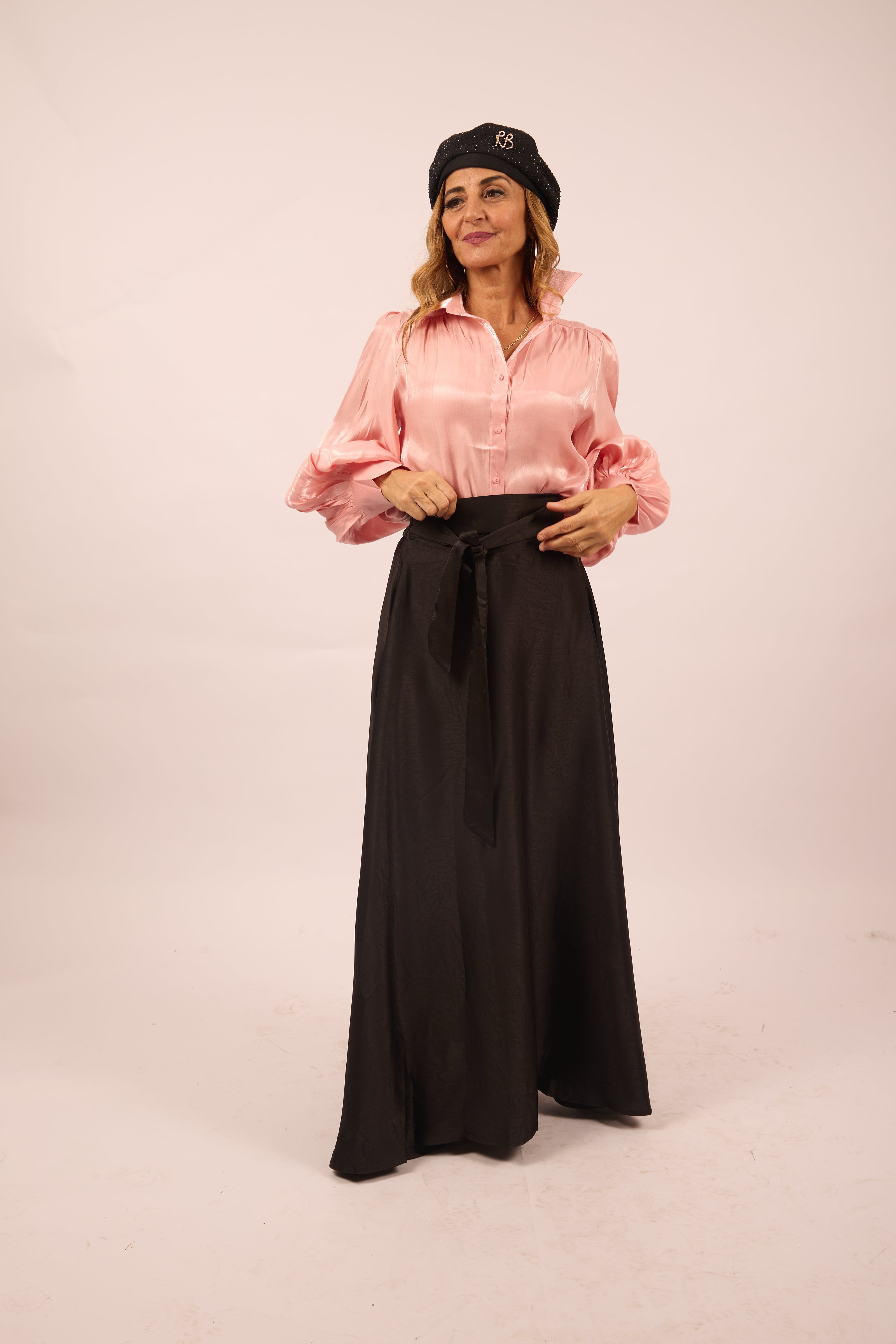 Elena Satin Tie-Waist Skirt